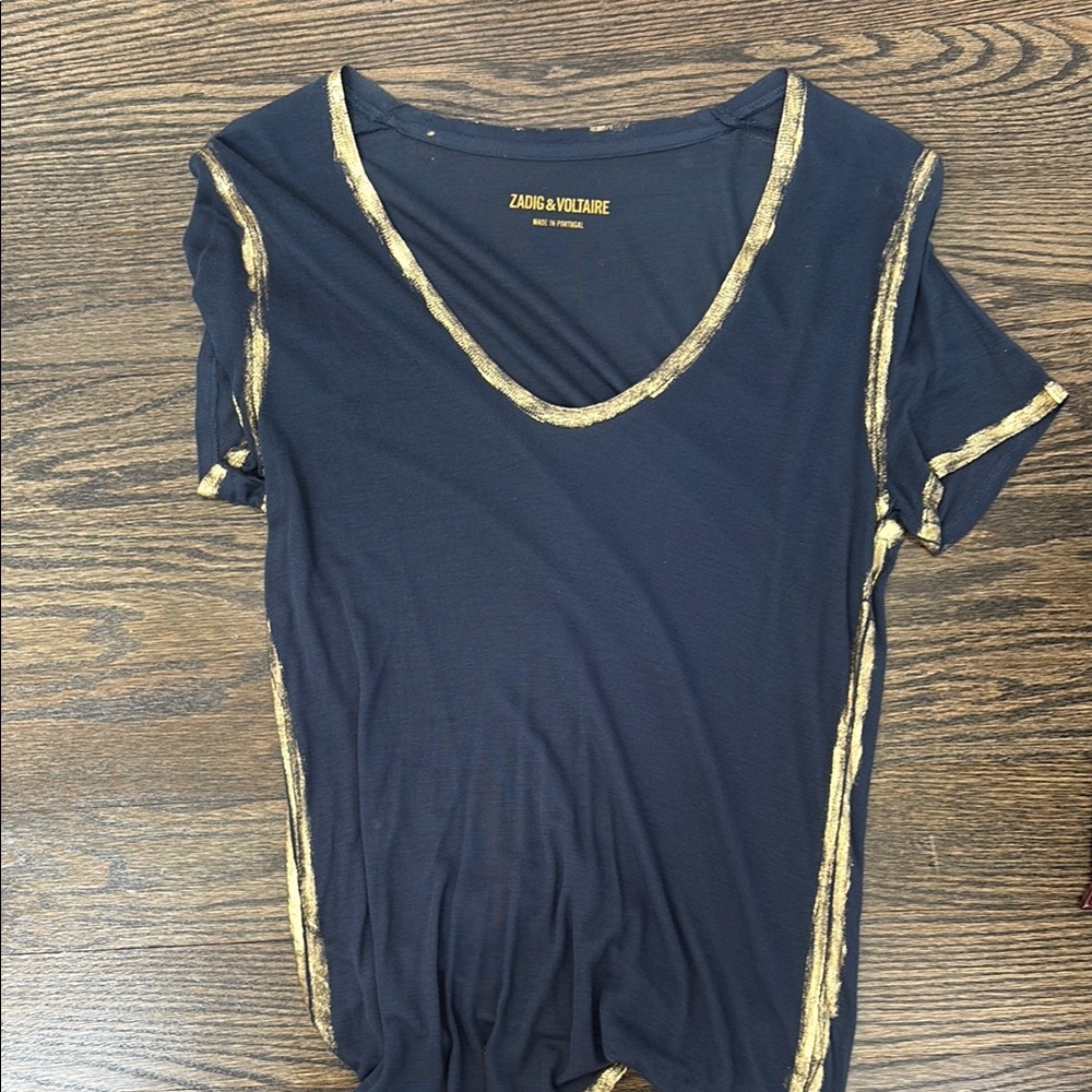 Zadig & Voltaire navy  and Gold Women's Top